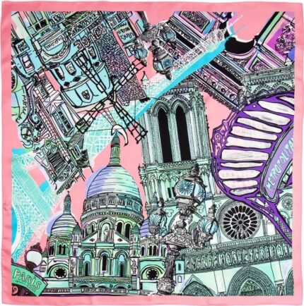 Silk square 67, Paris printed silk twill – Pink