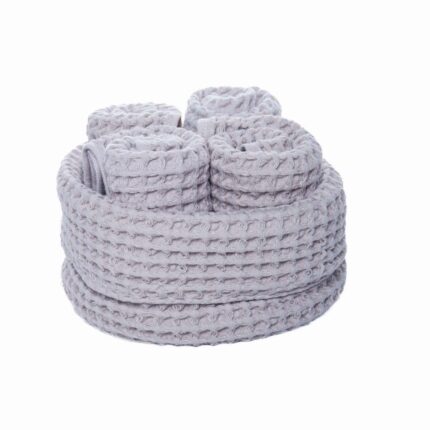 Favo Basket with 3 Towels Misty Lilac