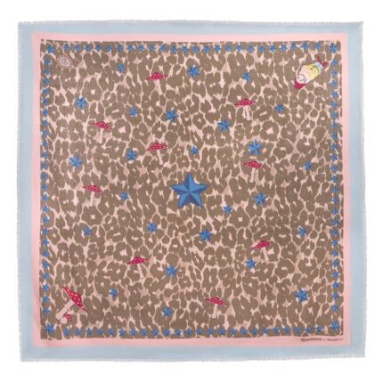 Wool and silk scarf 120 printed Autumn of Constance in the land of Bambi – Brown