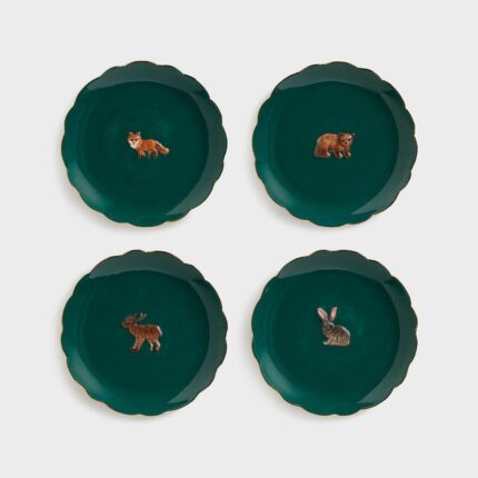 Plate forest animal set of 4