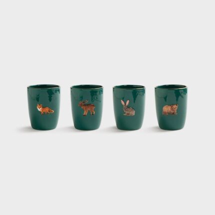 Mug forest animal set of 4