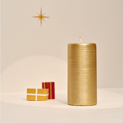 Metallic cylindrical candle 25h Gold