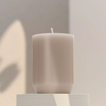 Colorama Engraved Pillar Candle 45h Gray Jasmine