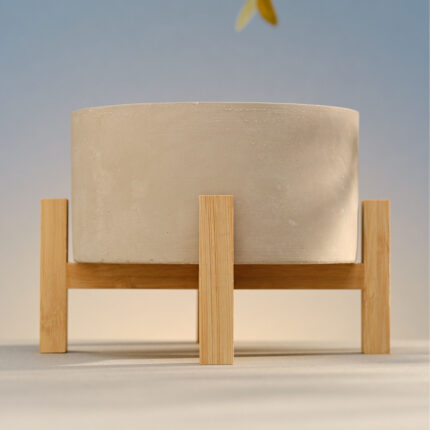 Outdoor Candle Cement Jar on Wooden Base 930g Citronnella