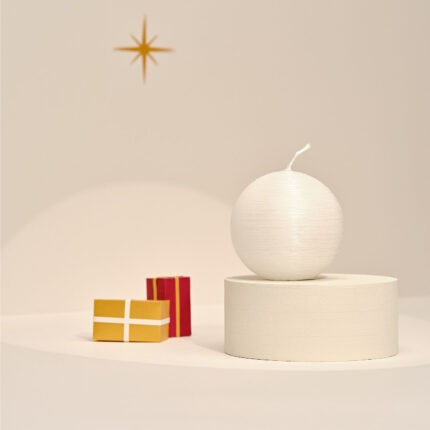 Pearly White 15h round candle