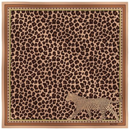 Silk square 67, Leopard print silk twill – Brown