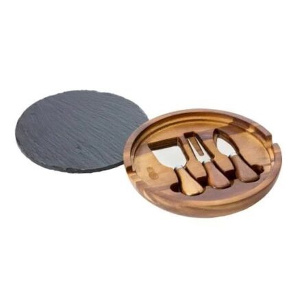 Lytton House Round Cheese Board & Slate (Acacia Wood)