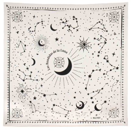 Silk square 67, Las Bandidas de la Luna printed silk twill – Ivory