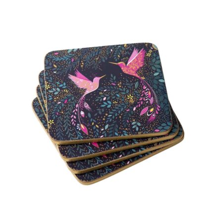 India Collection Coasters - Set of 4 - Hummingbird Paradise