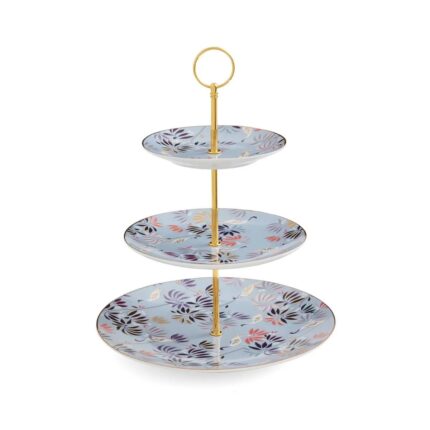 India 3 Tiered Cake Stand Crane Garden - Sky Blue