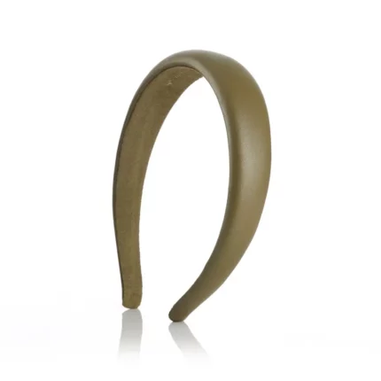 Domed leather hairband Khaki JAZZY