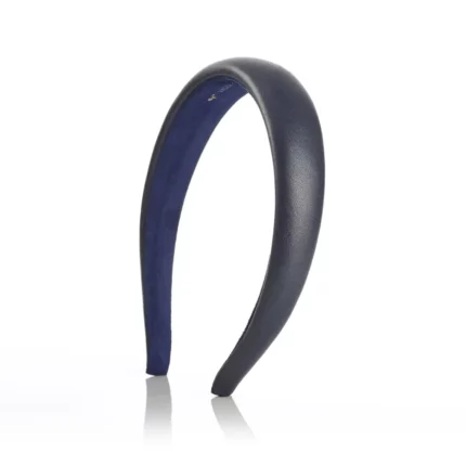Domed leather hairband Navy Blue JAZZY