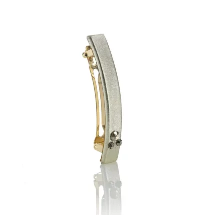 Leather & 3 Swarovski crystals barrette JAZZY
