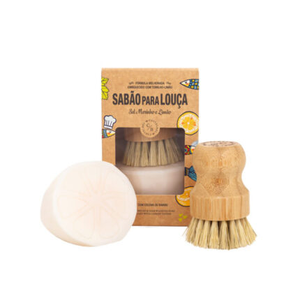 Sardine Bamboo Brush & Dish Washing Soap Set