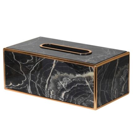 Marble Black Tissue Box