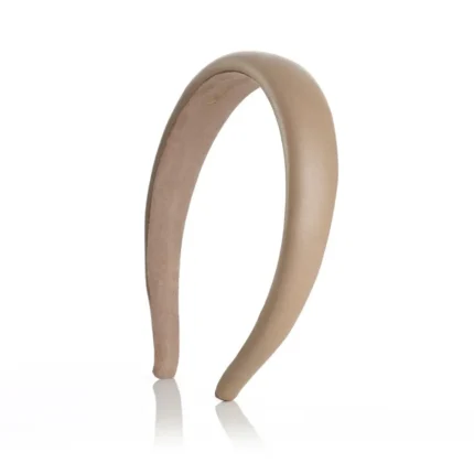 Domed leather hairband Taupe JAZZY