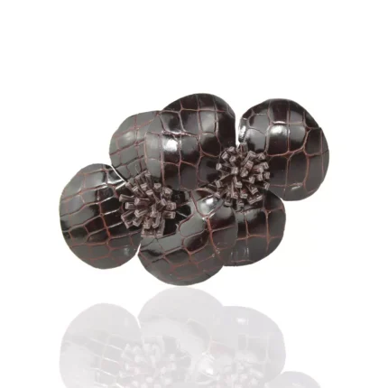 Leather flower barrette ROSALINE