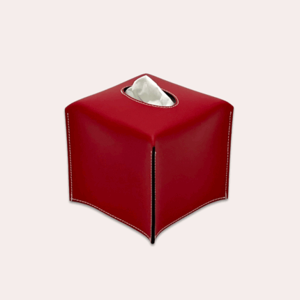 Carmin leather tissue box – Cotignac Carmin model 14 x 14 x 14 cm